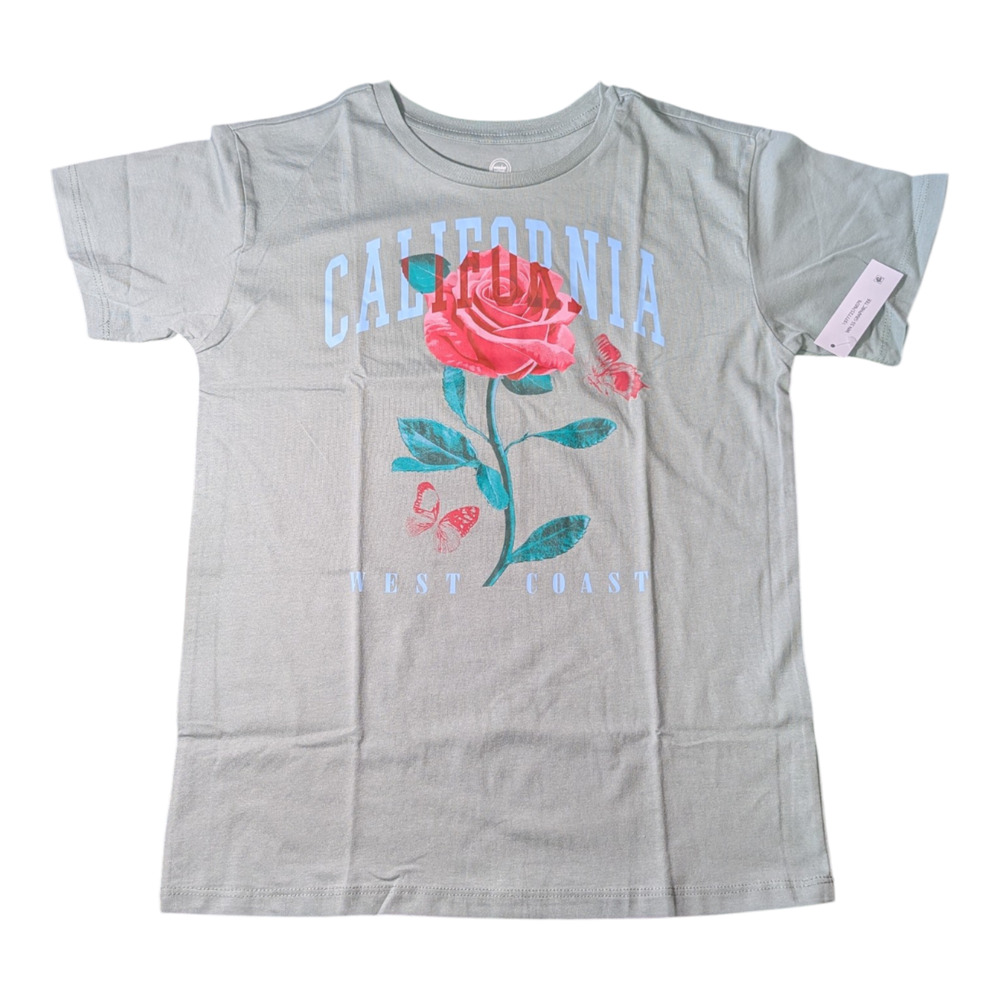 California West Coast Rose T Shirt Size L 10-12 NWT